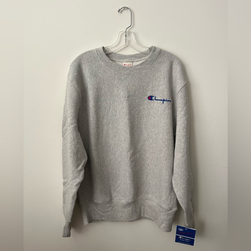 Champion Reverse Weave Warmup Sweatshirt Spellout Long Sleeve